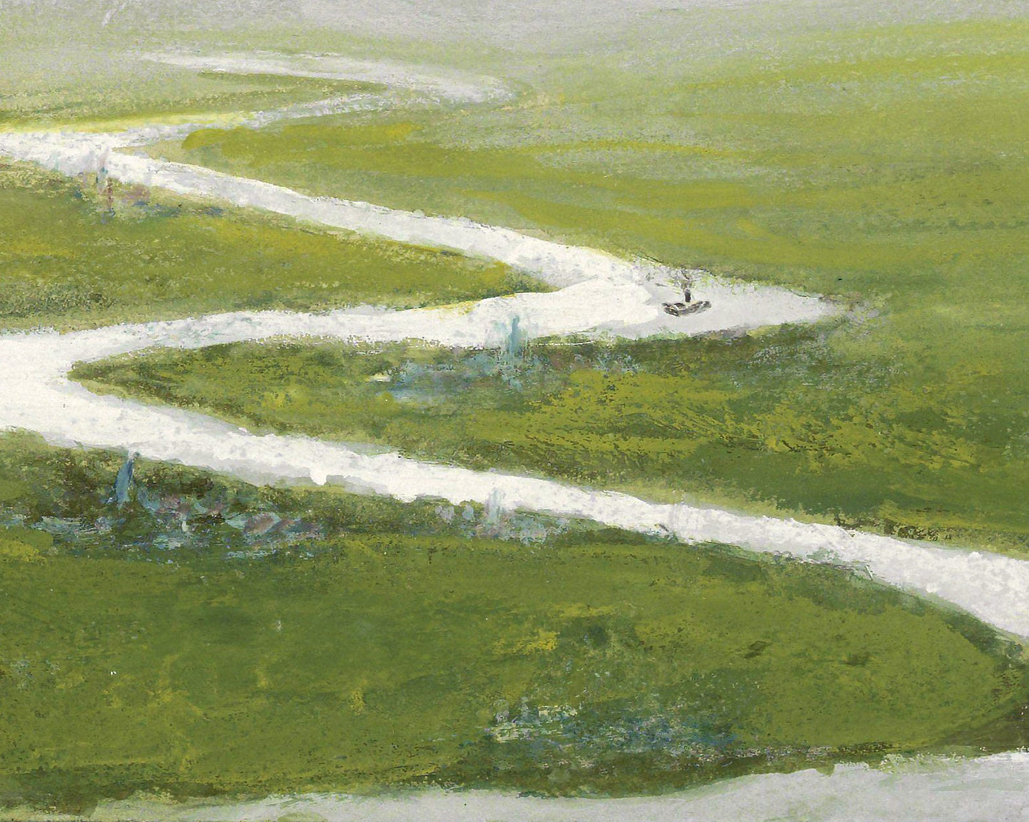 Dreamy river landscape art print | Vintage boat on a river | 19th century Watercolor painting | Giclée fine art | Eco-friendly gift