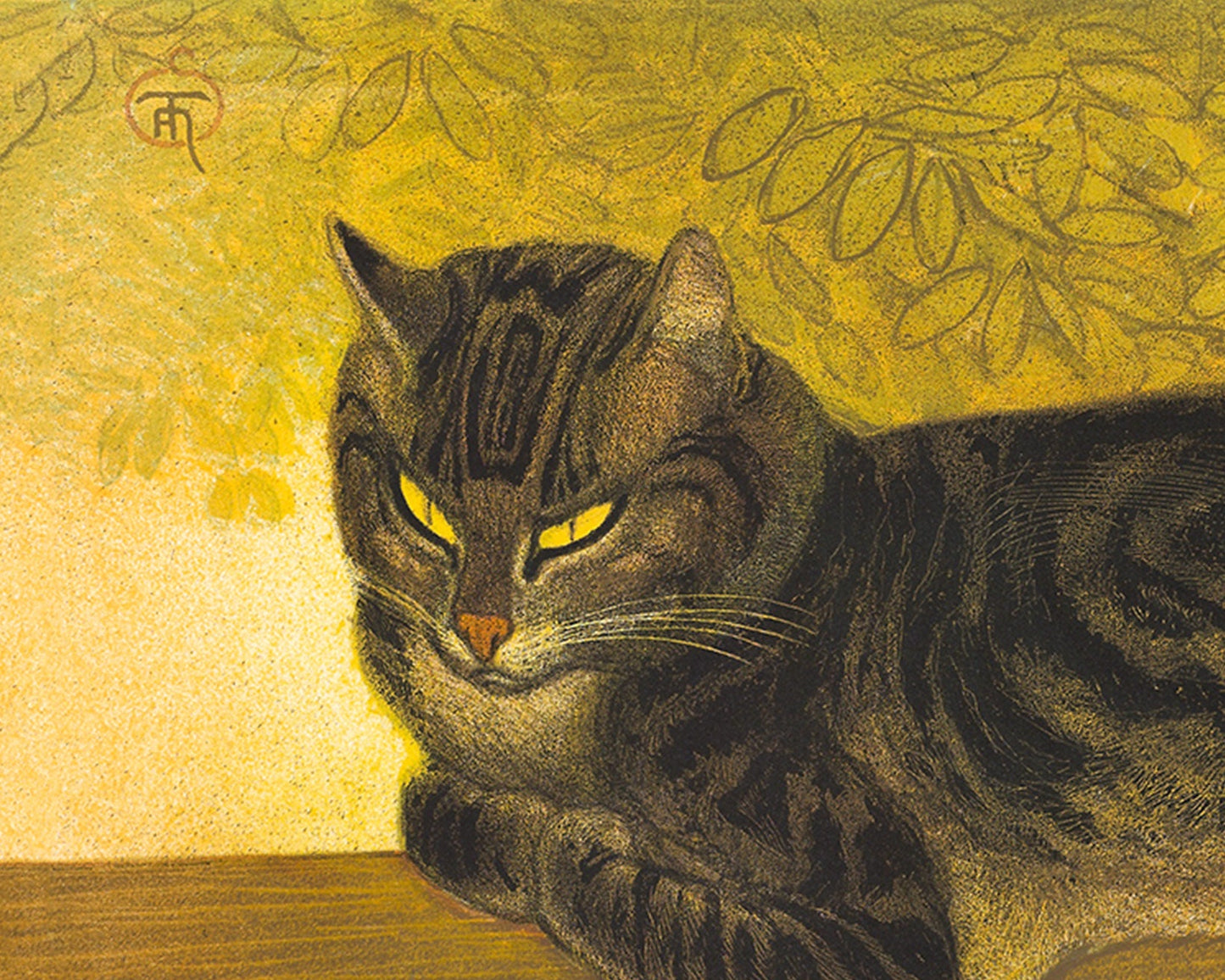 Vintage tabby cat fine art print | Art nouveau wall decor | Animal woodcut | Steinlen | Modern vintage décor | Ready to frame & gift