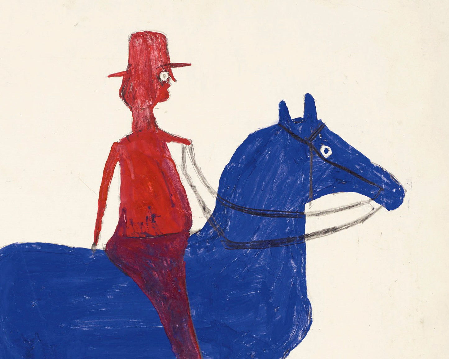 Bill Traylor Americana art | Man on horse with dog | Farm folk art | African American self-taught artist | Modern vintage wall décor