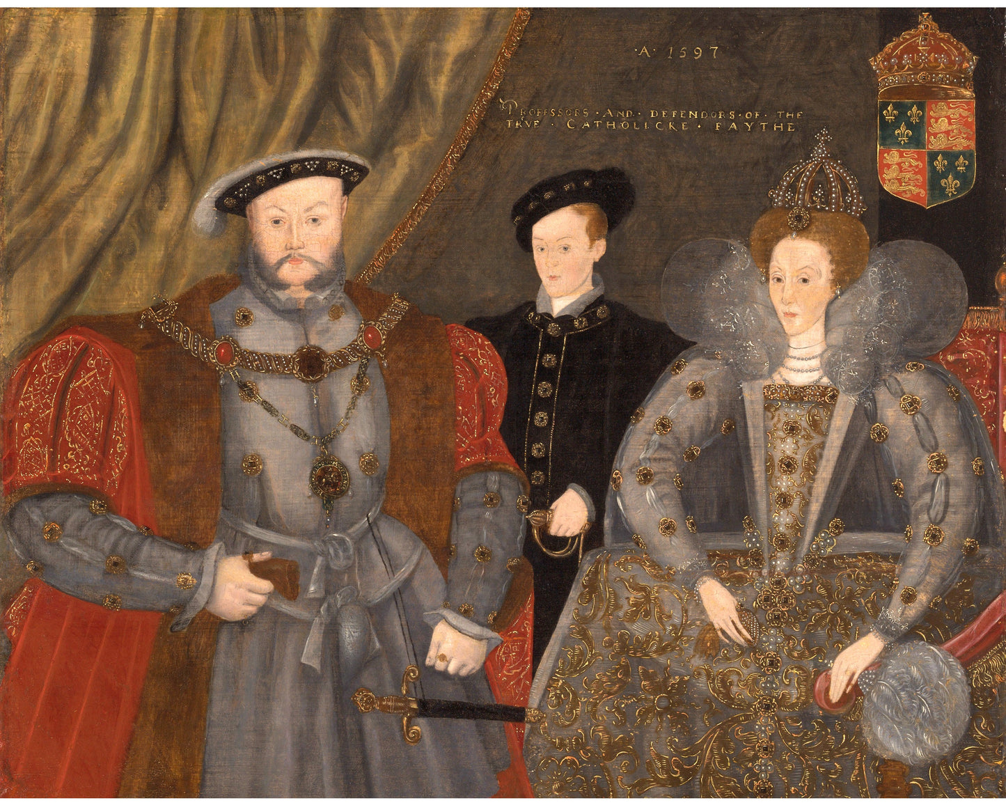 Antique Henry VIII, Elizabeth I portrait | Vintage fashion wall decor | 16th century art | Modern vintage décor | Ready to frame & gift