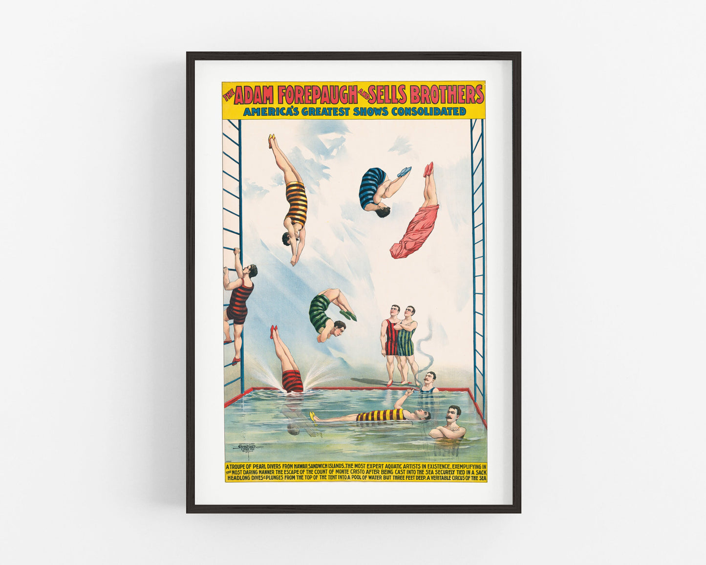 Vintage French diving advertisement | Circus of the sea | Bathroom, kids, game room wall art | Modern vintage décor | Eco-friendly gift