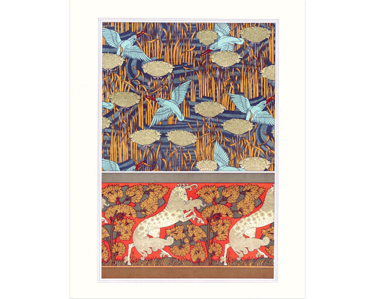 Art nouveau animals | Kingfisher and Horse art | L'animal dans la Décoration | Natural History | Modern vintage décor | Eco-friendly gift