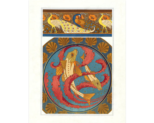 Art nouveau Animals | Peacock & fish art | L'animal dans la Décoration | Natural History print | Modern vintage décor | Eco-friendly gift