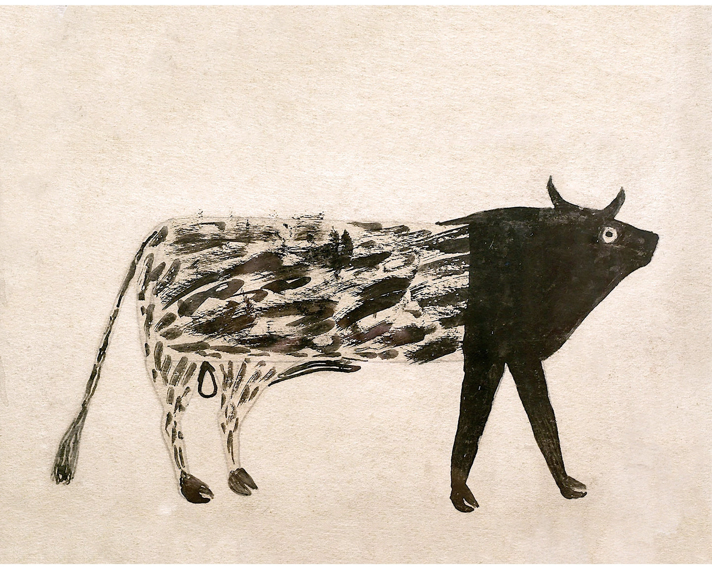 Bill Traylor Americana art | Spotted bull | Farm folk art | African American self-taught artist | Modern vintage wall décor