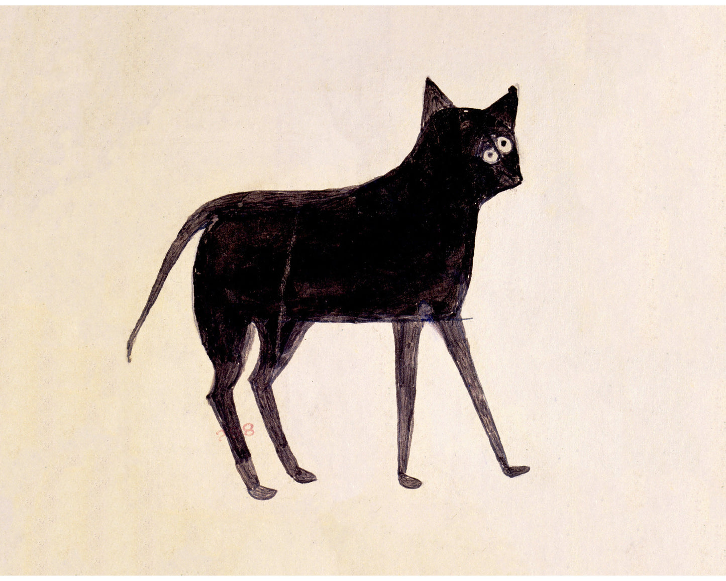 Bill Traylor Americana art | Black cat | Animal folk art | African American self-taught artist | Modern vintage wall décor