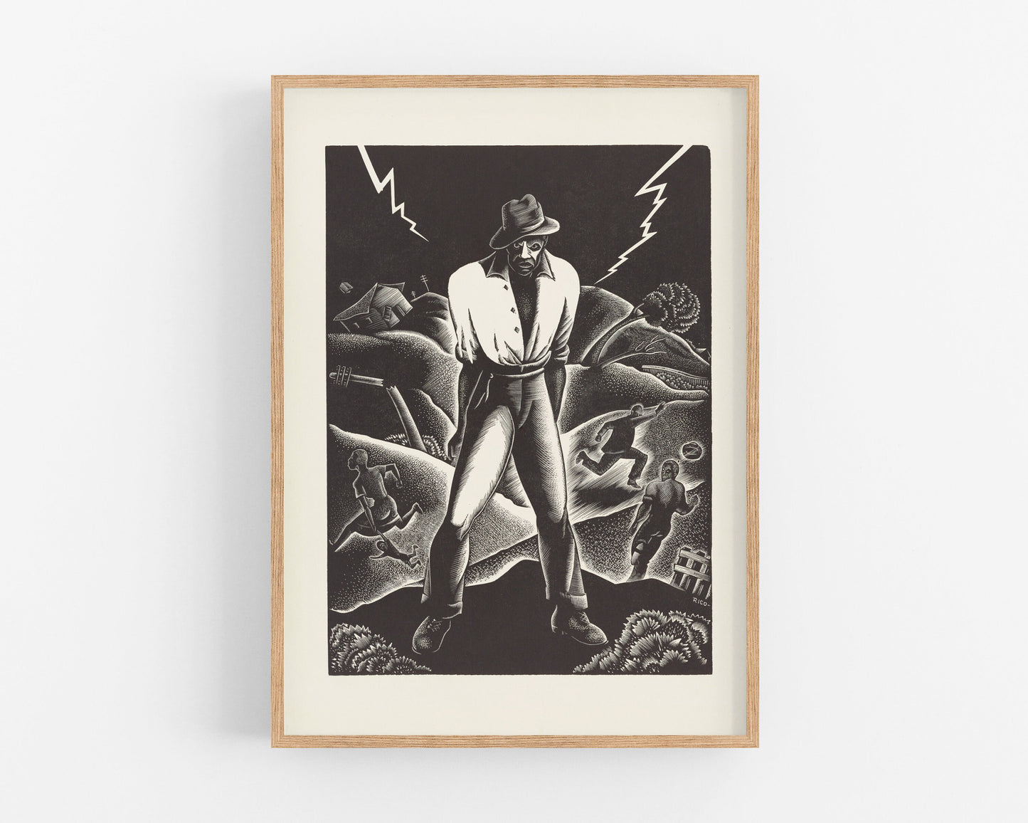 American folklore print | John Henry's mad | African American art | Vintage wood cut | Modern vintage décor | Eco-friendly gift