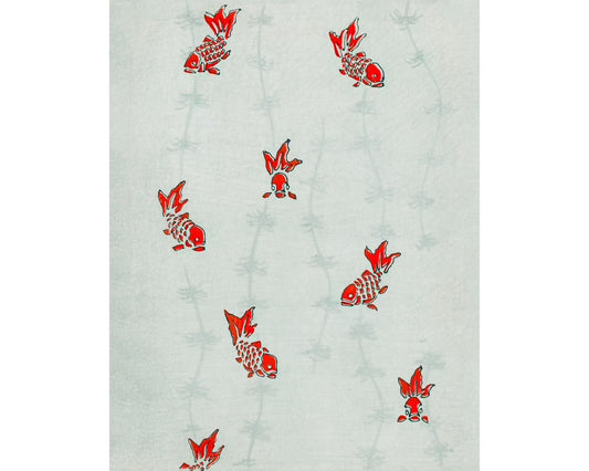 Gold fish and water art | Vintage Asian pattern print | Watanabe Seitei | Kacho-ga artist | Modern vintage décor | Eco-friendly gift