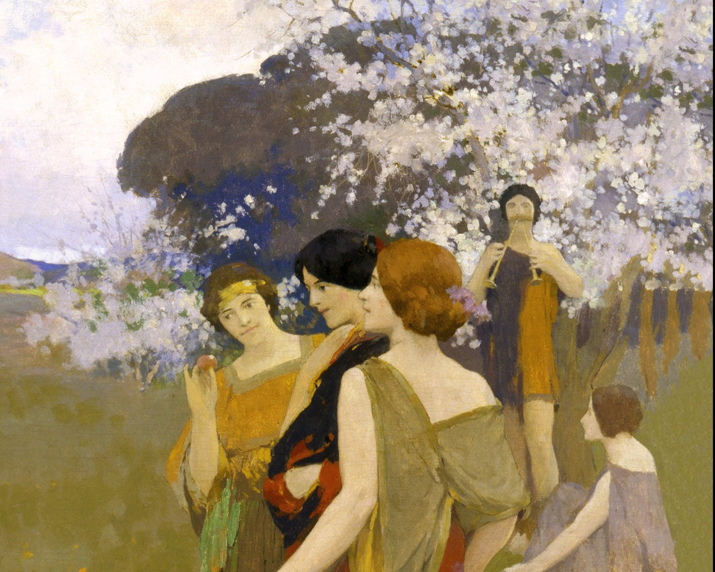 Dancing art | Spring dance | Art nouveau wall art | Vintage women dancing | Dancers painting | Arthur F. Matthews