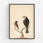 Robin and blackbird art | 18th century bird illustration | Natural history | Animal wall decor | Modern vintage décor | Eco-friendly gift