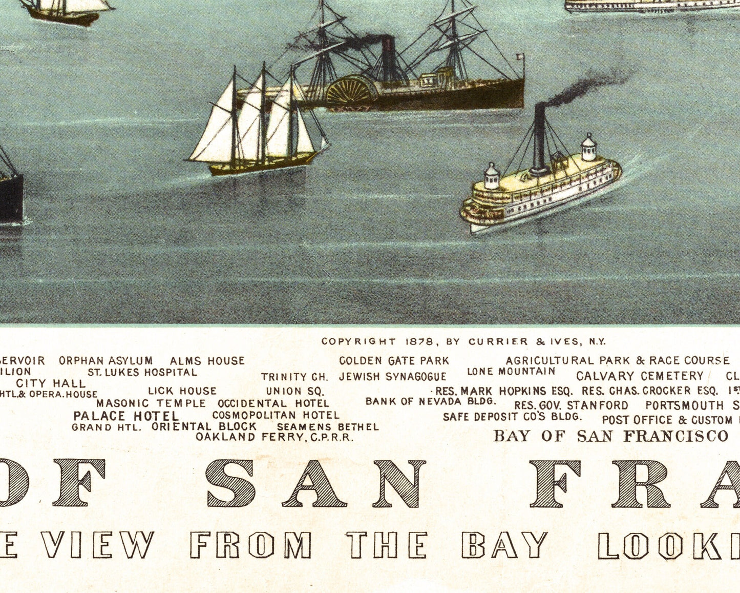 Antique San Francisco map | Bird's eye view of the bay | Vintage American cartography | Travelers wall art | Modern vintage Decor