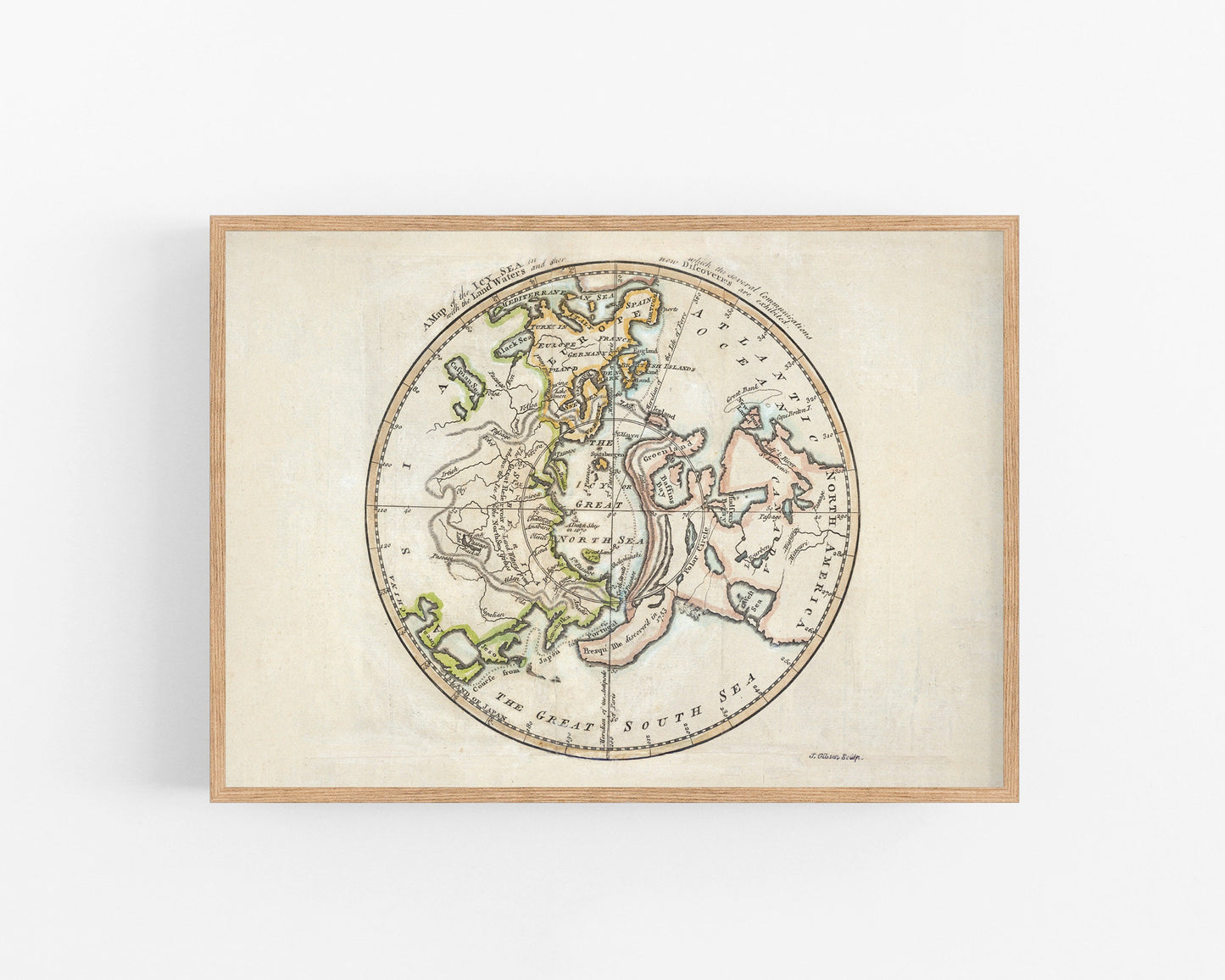 Antique world map | Arctic regions art print | Vintage cartography | Travelers wall art | Map of the icy sea | Modern vintage Decor