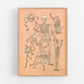 Vintage skeleton art | Kawanabe Kyosai sketch | 19th century Asian | Human anatomy print | Modern vintage décor | Eco-friendly gift