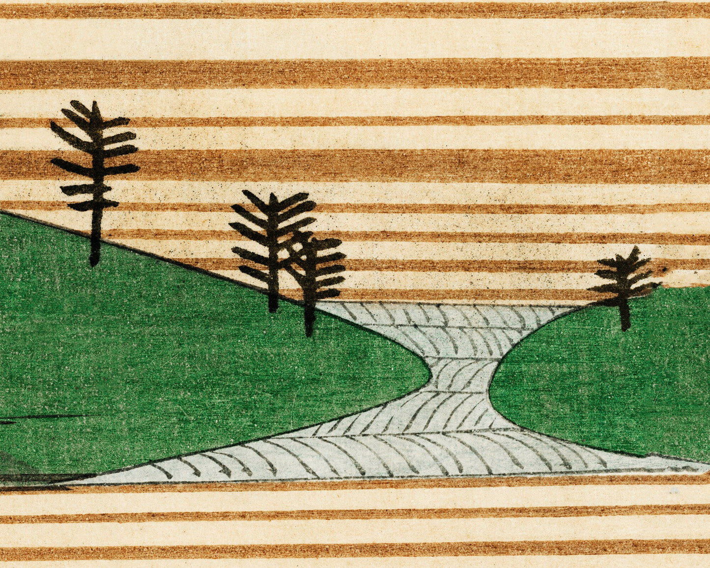 Trees on landscape | Vintage Asian pattern print | Watanabe Seitei | Kacho-ga artist | Modern vintage décor | Eco-friendly gift