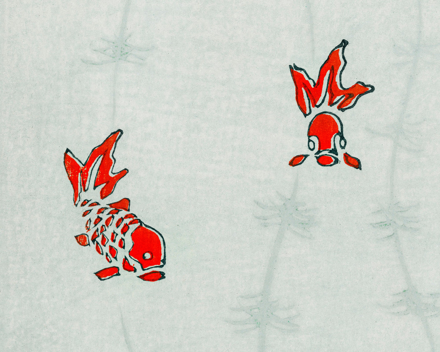 Gold fish and water art | Vintage Asian pattern print | Watanabe Seitei | Kacho-ga artist | Modern vintage décor | Eco-friendly gift