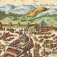 Antique Roman map | Bird's eye view of Constantinople | Vintage European cartography | Travelers wall art | Modern vintage Decor
