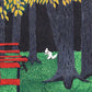 Man on a park bench | White squirrel | American folk art | Horace Pippin | Black Americana art | African American artist | Outsider wall art