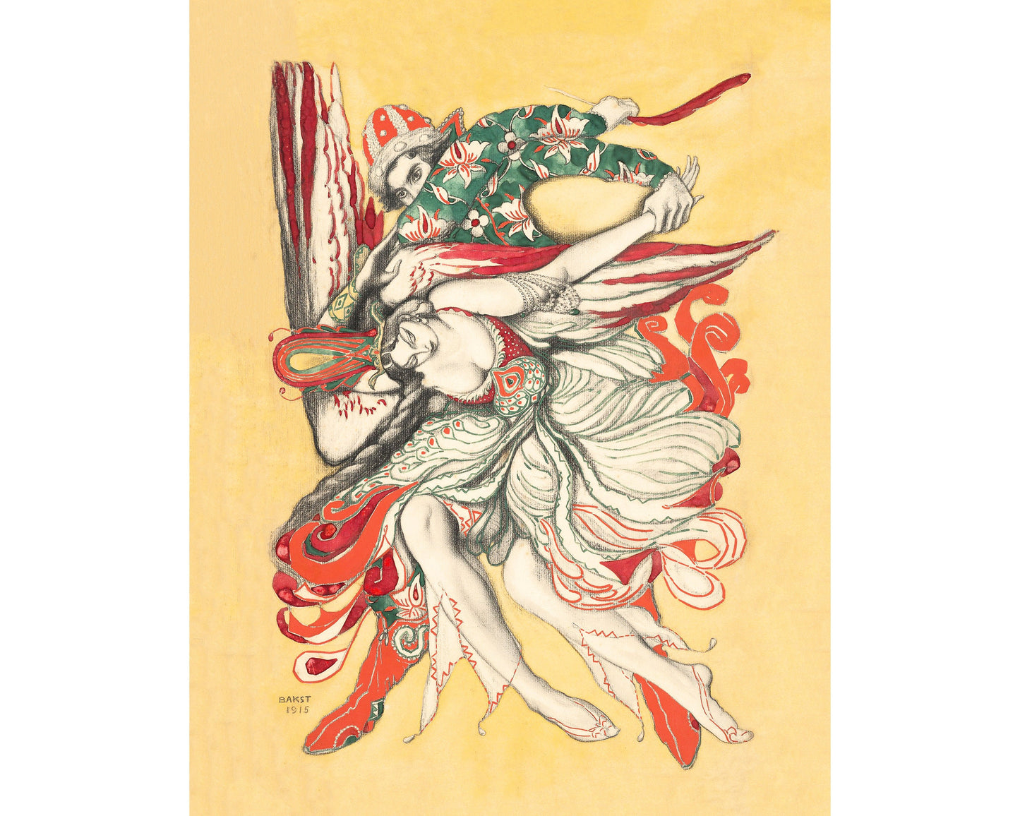 Vintage ballet art | the Firebird from L'Oiseau de Feu | 20th century dance costume | Leon Bakst | Modern Vintage decor | Eco-friendly gift