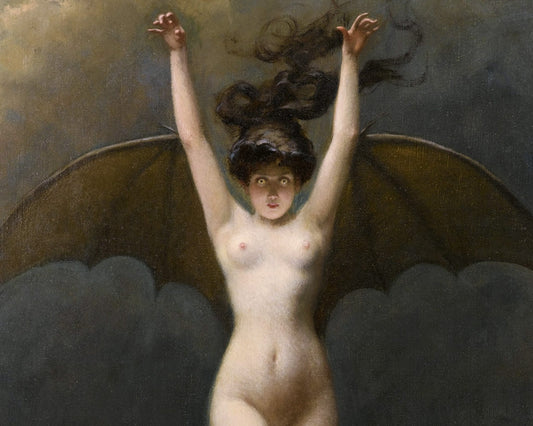 La Femme Chauve-Souris | Bat woman | Vintage gothic nude | Flying witch | Occult, Dark wall art | Victorian vampire | Vamp, Succubus
