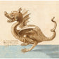 Vintage dragon drawing | Antique Dracke, Draco | 16th cent Latin text | Medieval natural history | Fantasy wall art | Ancient beastiary