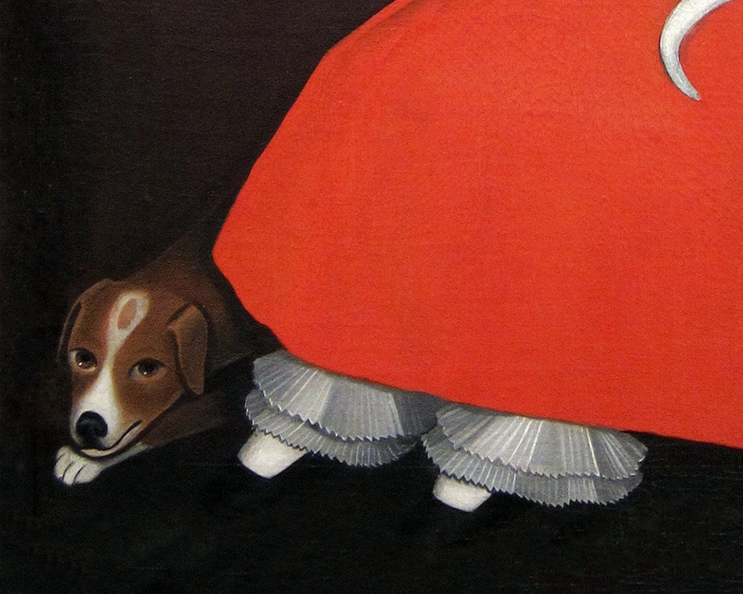 American folk art portrait | Vintage girl in red dress art print | Dog & white cat painting | Americana wall art | Modern vintage décor