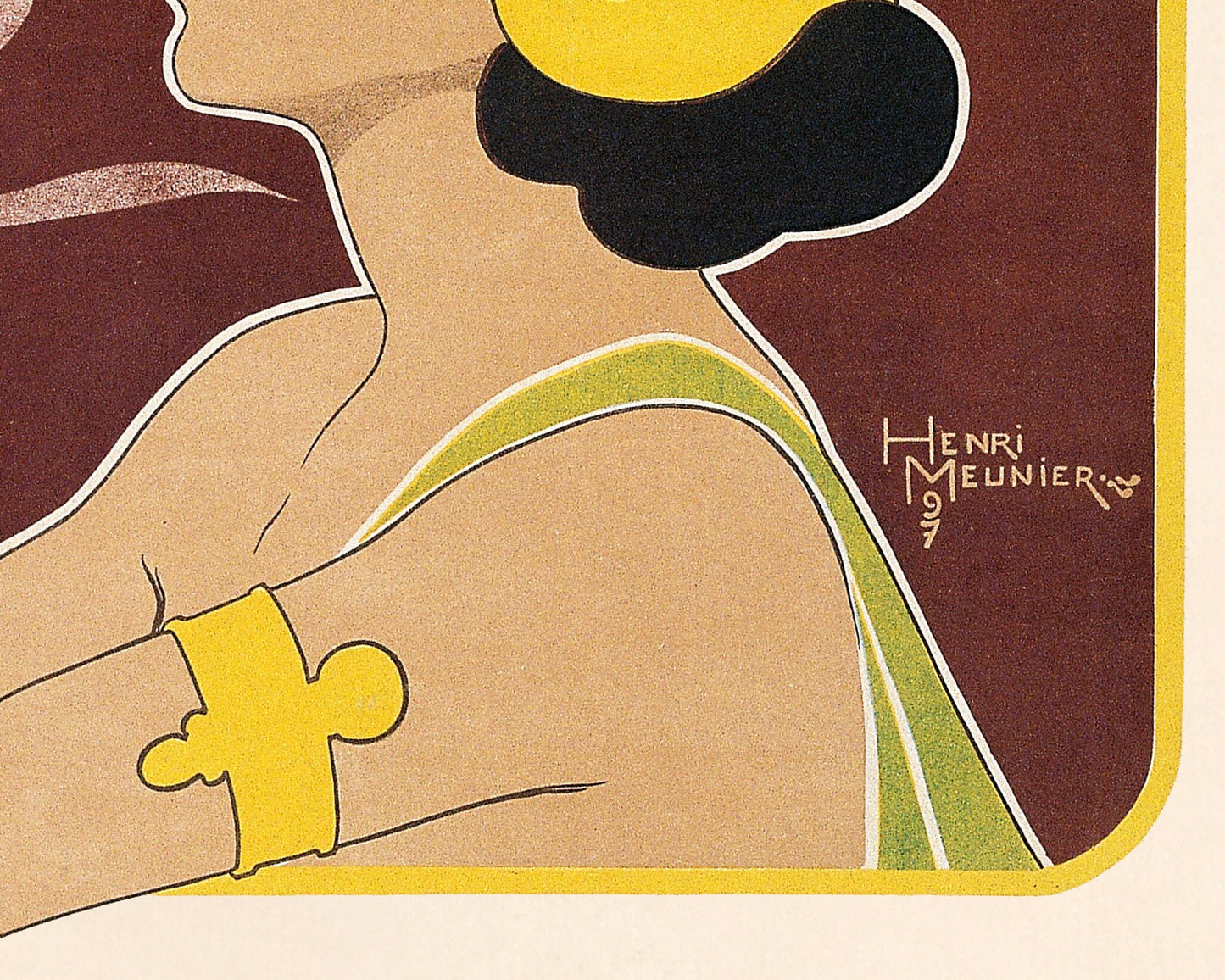 Vintage coffee advertisement | Woman inhaling aroma | Henri Meunier art print | Cafe kitchen wall decor | Modern vintage décor