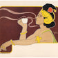 Vintage coffee advertisement | Woman inhaling aroma | Henri Meunier art print | Cafe kitchen wall decor | Modern vintage décor