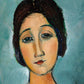 Portrait of brunette woman | Christina by Amedeo Modigliani | Expressionist painting | Modern vintage wall art | Fits in standard frame