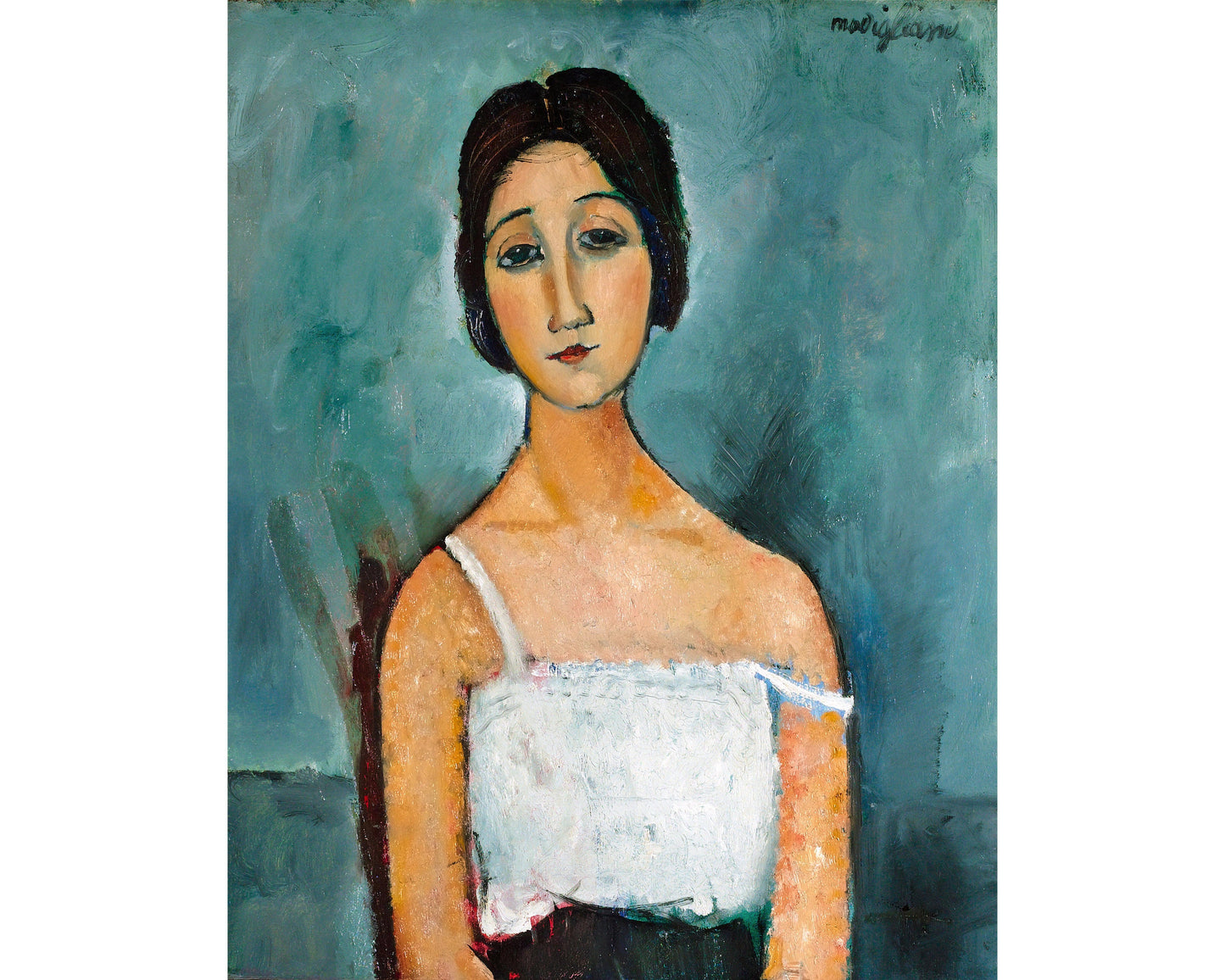 Portrait of brunette woman | Christina by Amedeo Modigliani | Expressionist painting | Modern vintage wall art | Fits in standard frame