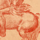 Native American on horseback drawing | American artist Ivan Meštrović | Crayon on cardboard art print | 19th century Indigenous wall art