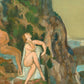 Women swimming fine art | On the Cliffs | Arthur B. Davies | Female nude painting | Skinny dipping | Cabin, lake, bathroom wall art
