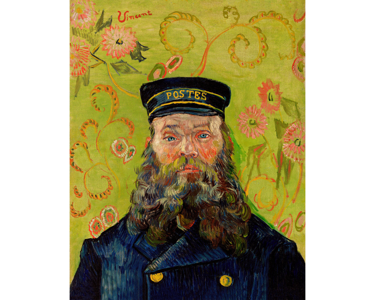 Vintage postal worker | Van Gogh's The Postman | 19th century male portrait | Bearded man art | Men in fine art |
