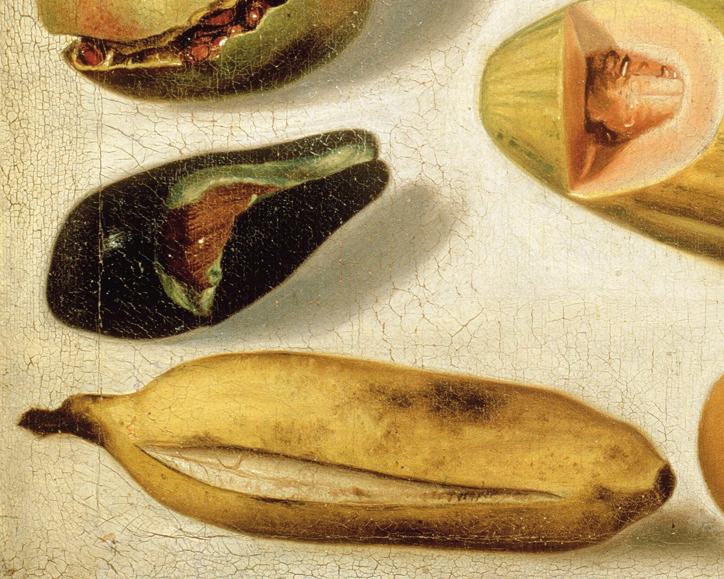 Still life with fruit (with scorpion and frog) by Hermenegildo Bustos (1874)