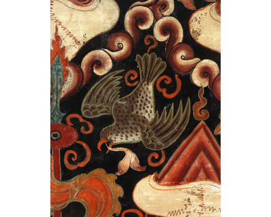 Colorful vintage bird | Tibetan painting | Antique Buddhist print | Spiritual bird | Ryan Tshogs banner | Animal wall art | Eastern art
