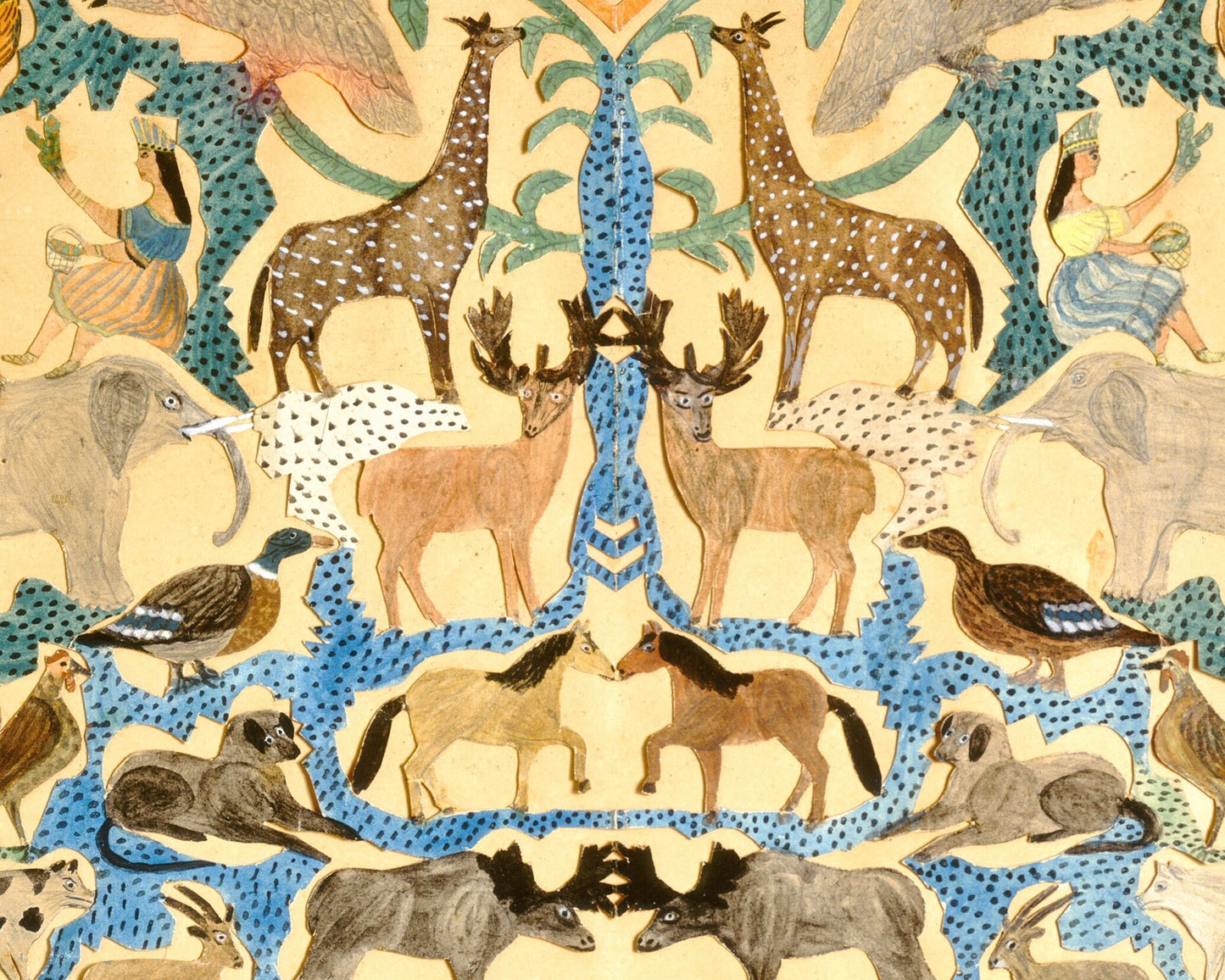Vintage collage animal art | Americana folk art | Unusual animal art | Paper cut collage art | Naive, primitive art | 19th century animals
