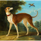 Vintage dog portrait | Greyhound in a landscape | Canine in nature wall art  | Antique animal art | French artist | Jean-Baptiste Oudry