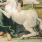 Vintage unicorn print | Maiden & the Unicorn | Renaissance painting | Fantasy wall art | Domenichino | Italian artist | 17th century fresco