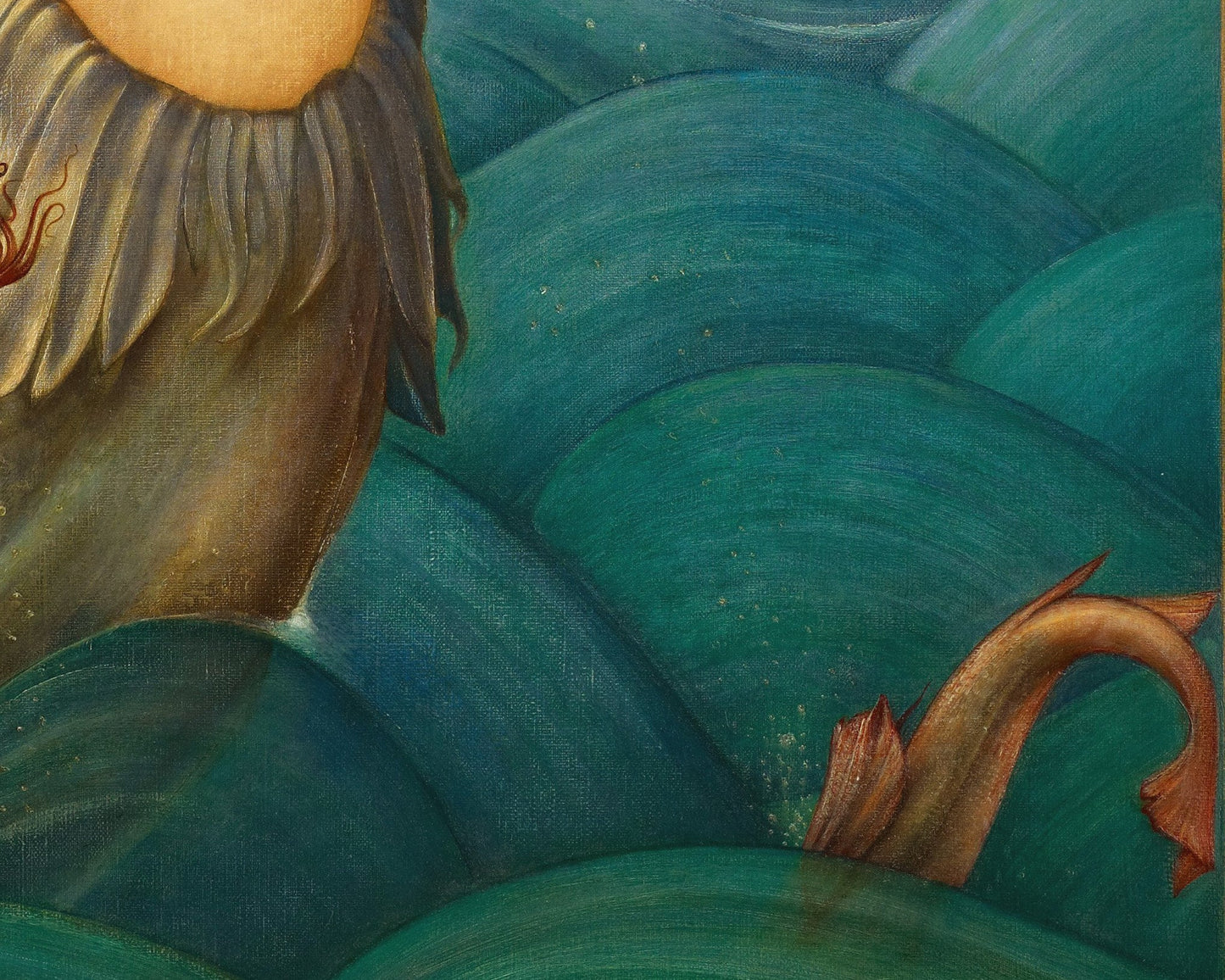 Vintage mermaid art print | Sea Nymph | Nude female painting | Nautical wall art | Art nouveau | Pre-Raphaelite | Edward Coley Burne-Jones