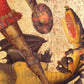 Vintage knight art | St. Michael & 7 headed apocalyptic dragon | Medieval history | Fantasy wall art | Antique beastiary | Spanish artist