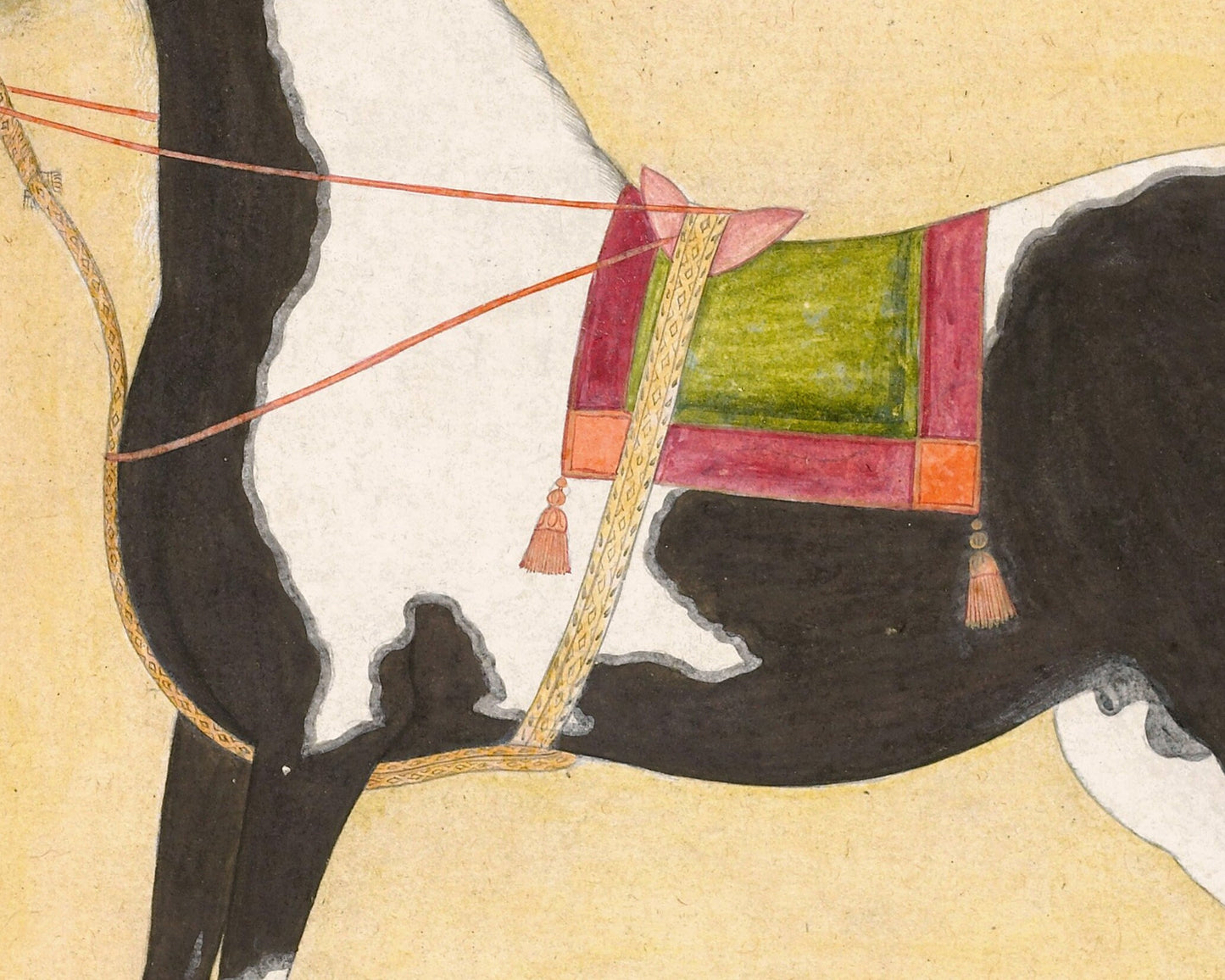 Horse art print | The Iraqi Steed Jugaldan | Animal wall art | Piebald horse and saddle | Indian artist | Bhavani Das | 1720