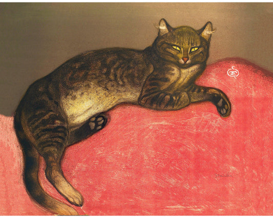 Vintage tabby cat fine art print | Art nouveau animal woodcut |  Modern vintage décor | Ready to frame & gift | Steinlen