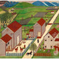 Americana folk art | Mahantango Valley Farm | Vintage farm wall art | Antique small town landscape | Cows, horses, birds, chickens, hunting