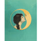 Woman kissing the moon | Vintage love and Valentine | Antique man in the moon | Celestial wall art | Old Dixie moon | Modern Vintage decor