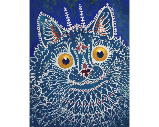 Gouache by Louis Wain - "A Cat in 'gothic' style"