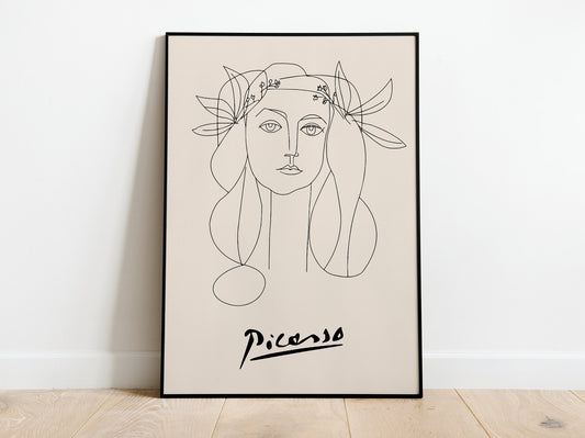 Picasso - War And Peace Female, Exhibition Vintage Line Art Poster, Minimalist Line Drawing, Ideal Home Decor or Gift Print