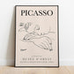 Picasso - Lady Resting, Exhibition Vintage Line Art Poster, Minimalist Line Drawing, Ideal Home Decor or Gift Print