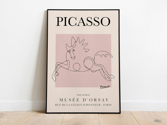 Picasso - Horse, Exhibition Vintage Line Art Poster, Minimalist Line Drawing, Ideal Home Decor or Gift Print