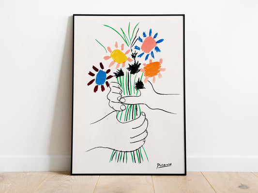 Picasso - Bouquet of Peace Flowers, Exhibition Vintage Line Art Poster, Minimalist Line Drawing, Ideal Home Decor or Gift Print