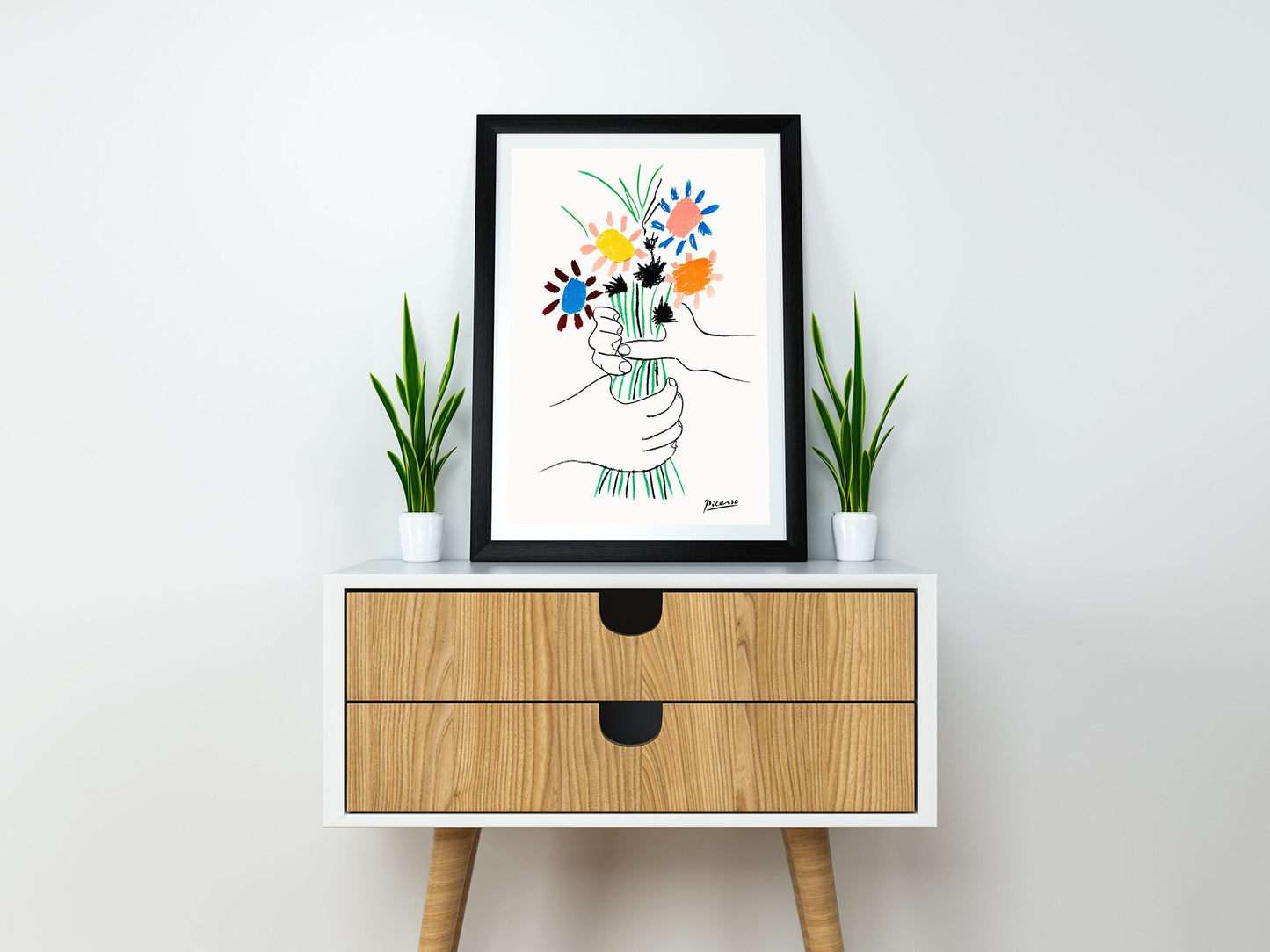 Picasso - Bouquet of Peace Flowers, Exhibition Vintage Line Art Poster, Minimalist Line Drawing, Ideal Home Decor or Gift Print