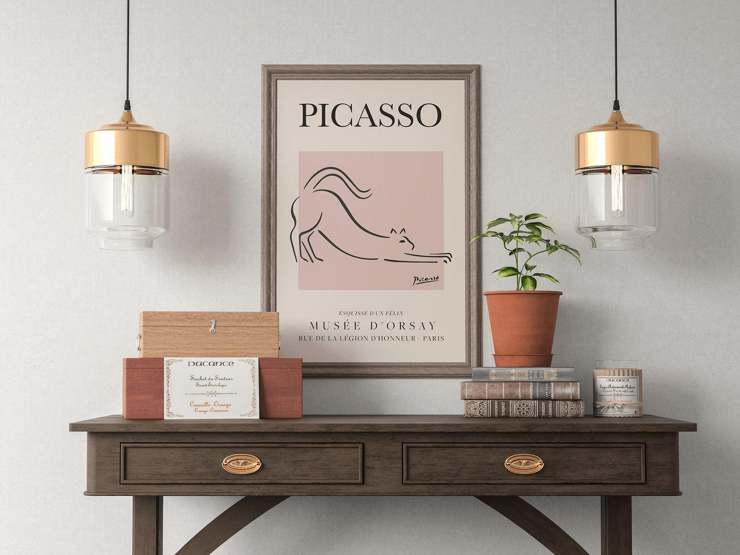 Picasso - The Cat, Exhibition Vintage Line Art Poster, Minimalist Line Drawing, Ideal Home Decor or Gift Print
