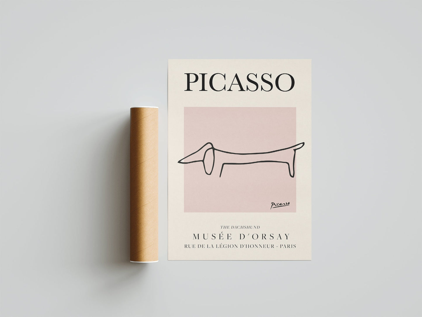 Picasso - Dog, Exhibition Vintage Line Art Poster, Minimalist Line Drawing, Ideal Home Decor or Gift Print
